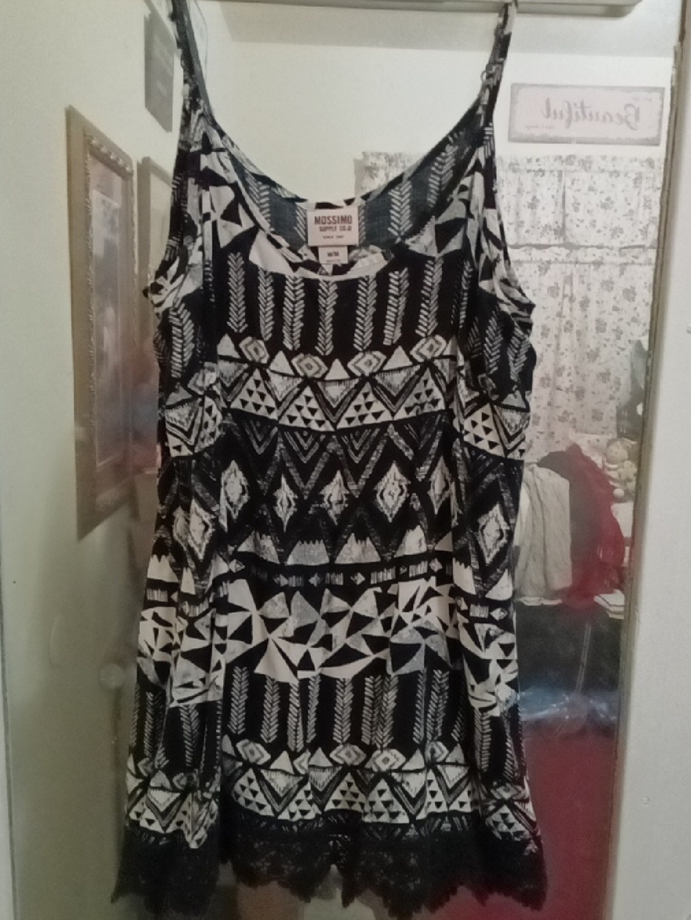 Mossimo Black & White Aztec Print Tank Top